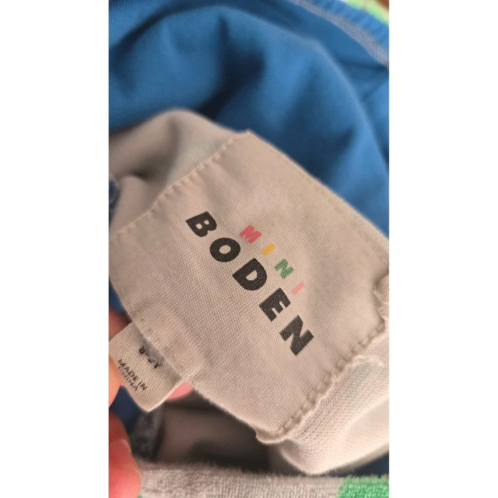 Mini Boden Kids Grey Green Crocodile Terry Cloth Hooded Beach Cover Up 8-9Y
